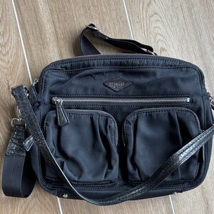 MZ Wallace Black Roxy Nylon and Leather Crossbody Bag